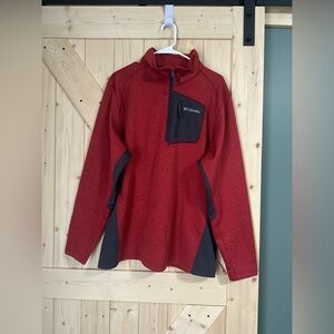 Columbia Pullover Men XL Klamath Range 1/4 Zip Fleece AM1175 Brick Red‎